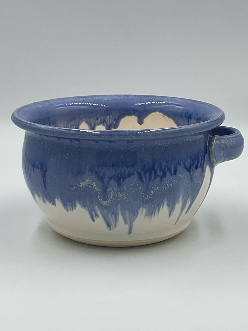 Blue Drip Studio Pottery Hand Thrown Bowl with Single Handle - Picture 3 of 9
